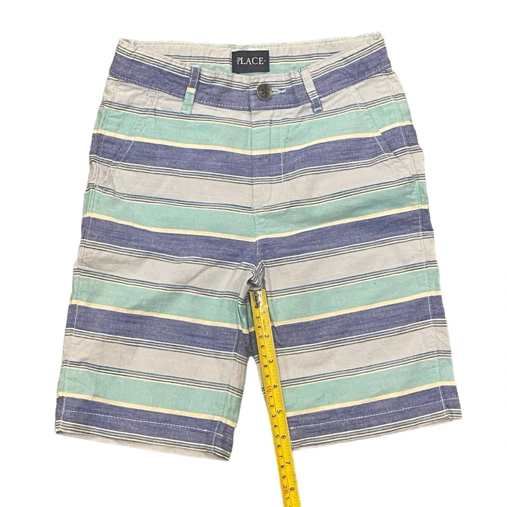 Childrens Place Boys Blue Striped‎ Shorts Size 7 Adjustable Waist
